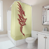 Rideaux De Douche Dragon Crimson oriental, Embossed-effet sur l'or (En situation)
