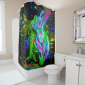 Rideaux De Douche Dragon de lapin psychédélique à Neon Imaginaire (En situation)