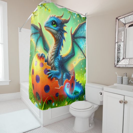Rideaux De Douche Dragon d'incubation (En situation)