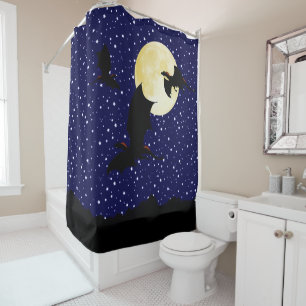 Rideaux De Douche Dragon, étoiles de scintillement, lune, stary bleu