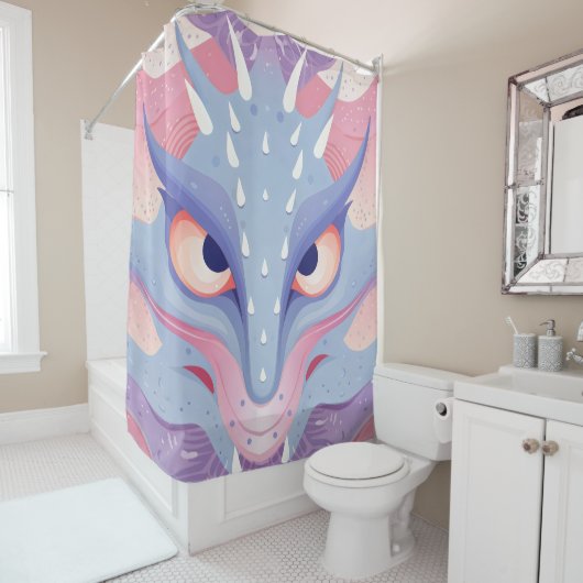Rideaux De Douche Dragon Head couleurs pastel (En situation)