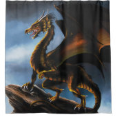 Rideaux De Douche Dragon noir cuivre or (Devant)