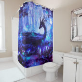 Rideaux De Douche Dragon noir, scène de forêt nocturne. (En situation)