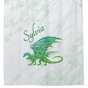 Rideaux De Douche Dragon Personnel Vert Mosaïque Incroyable