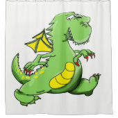 Rideaux De Douche Dragon vert caricature marchant sur ses pieds (Devant)
