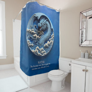 Rideaux De Douche Dragon Water Element Ocean Waves Sea River Blue