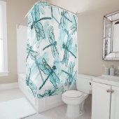 Rideaux De Douche Dragonflies élégantes : Aquarelle (En situation)