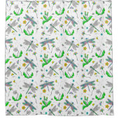 Rideaux De Douche Dragonflies Whimsical et Dandelions main tiré (Devant)