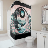 Rideaux De Douche Dragons Floral Mountain Rose Sage Turquoise (En situation)