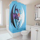 Rideaux De Douche Dragons Love Heart Blue (En situation)