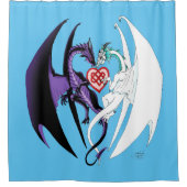 Rideaux De Douche Dragons Love Heart Blue (Devant)