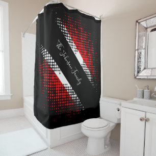 Rideaux De Douche Drapeau à motif de points de Trinité-et-Tobago   N