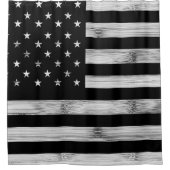 Rideaux De Douche Drapeau américain Bois rustique Noir Blanc Patriot (Devant)