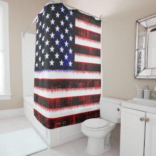 Rideaux De Douche Drapeau américain - Drapeau américain, cramponné