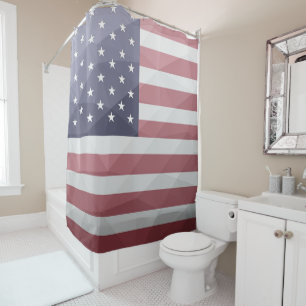 Rideaux De Douche Drapeau américain Rouge Blanc Bleu Amérique Mesh g