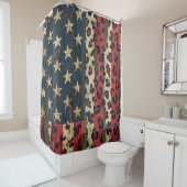 Rideaux De Douche Drapeau américain rustique imprimé léopard (1) (En situation)