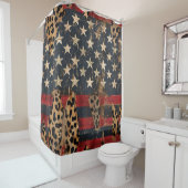 Rideaux De Douche Drapeau américain rustique imprimé léopard (3) (En situation)