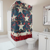 Rideaux De Douche Drapeau américain rustique imprimé léopard (5) (En situation)