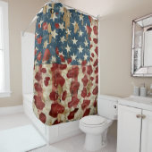 Rideaux De Douche Drapeau américain rustique imprimé léopard (6) (En situation)