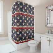 Rideaux De Douche Drapeau américain rustique imprimé léopard (7) (En situation)