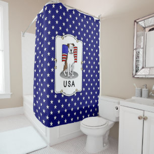 Rideaux De Douche Drapeau américain Taureau (lb brindle blanc 3)
