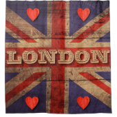 Rideaux De Douche Drapeau anglais Londres Coeurs rouges Angleterre (Devant)