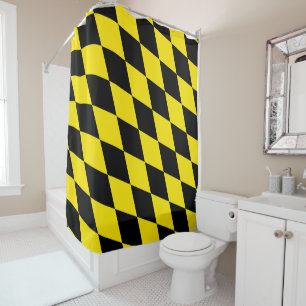 Rideaux De Douche Drapeau bavarois diamant noir et jaune