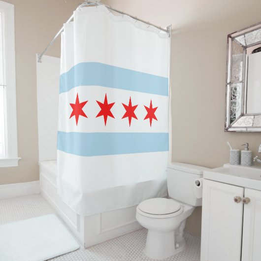 Rideaux De Douche Drapeau de Chicago (En situation)
