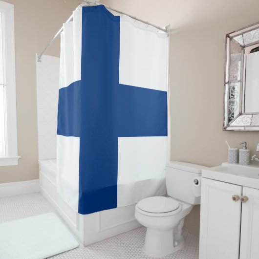 Rideaux De Douche Drapeau de la Finlande (En situation)
