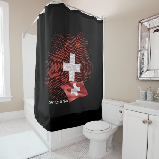Rideaux De Douche drapeau de la Suisse (En situation)