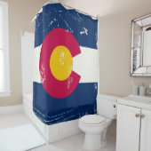 Rideaux De Douche Drapeau de l'état de Grunge Colorado (En situation)