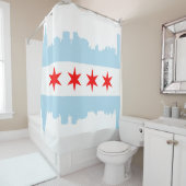 Rideaux De Douche Drapeau d'horizon de Chicago (En situation)