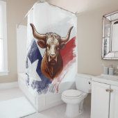Rideaux De Douche Drapeau du Texas et vache à londres (En situation)