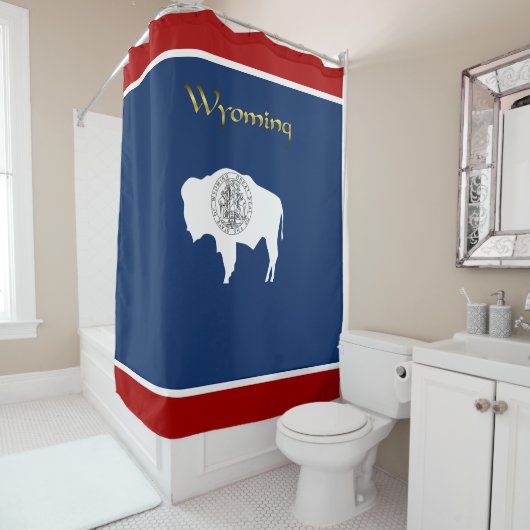 Rideaux De Douche Drapeau du Wyoming (En situation)