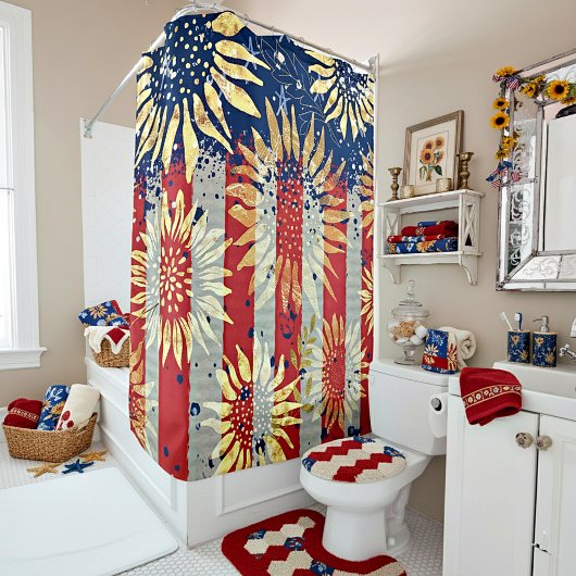 Rideaux De Douche Drapeau et tournesols