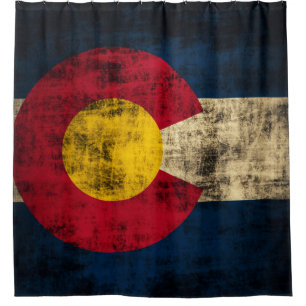 Rideaux De Douche Drapeau grunge affligé par cru du Colorado