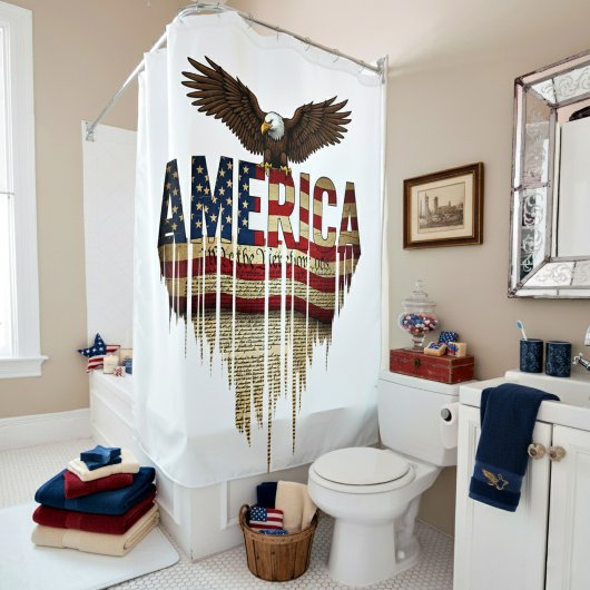 Rideaux De Douche Drapeau grunge américain et aigle