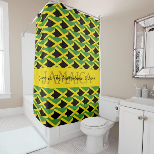 RIDEAUX DE DOUCHE DRAPEAU JAMAICA PERSONNALISÉ (En situation)