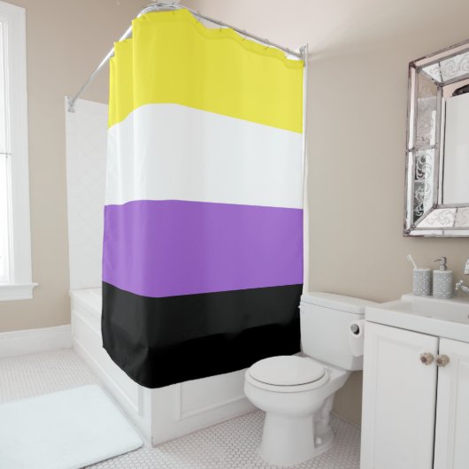 Rideaux De Douche Drapeau Non Binaire (En situation)
