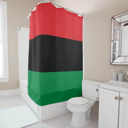 Rideaux De Douche Drapeau panafricain, Joyeux Kwanzaa (En situation)