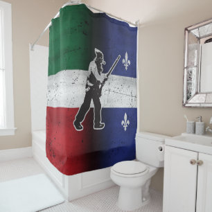 Rideaux De Douche Drapeau Québec et Patriote Henri Julien érodé