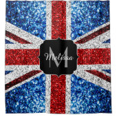 Rideaux De Douche Drapeau rouge bleu blanc brillant parties scintill (Devant)