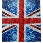 Rideaux De Douche Drapeau rouge bleu blanc brillant parties scintill (Devant)