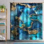 Rideaux De Douche DreamBlue Turquoise et Gold