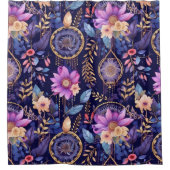 Rideaux De Douche Dreamcatchers Whimsical boho floral foncé violet (Devant)