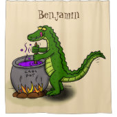 Rideaux De Douche Drôle alligator vert cuisine dessin animé (Devant)