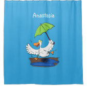 Rideaux De Douche Drôle canard avec parapluie dessin animé (Devant)
