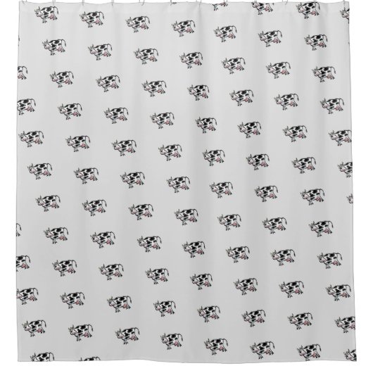 Rideaux De Douche Drôle Cartoon de vache noir et blanc (Devant)