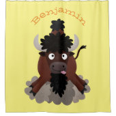 Rideaux De Douche Drôle dessin animé de bison de buffle (Devant)