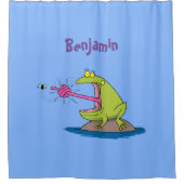 Rideaux De Douche Drôle dessin animé de grenouille et mouche (Devant)
